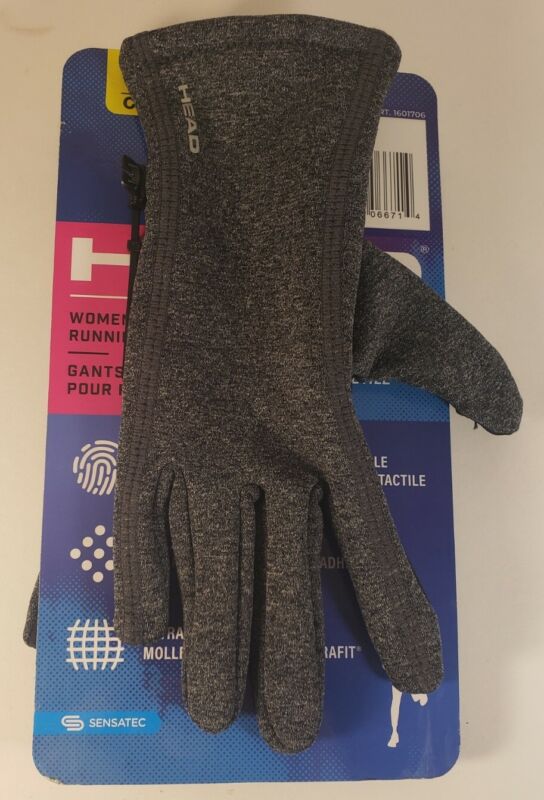 HEAD Womens Touchscreen Running Gloves Small Gray Charcoal New