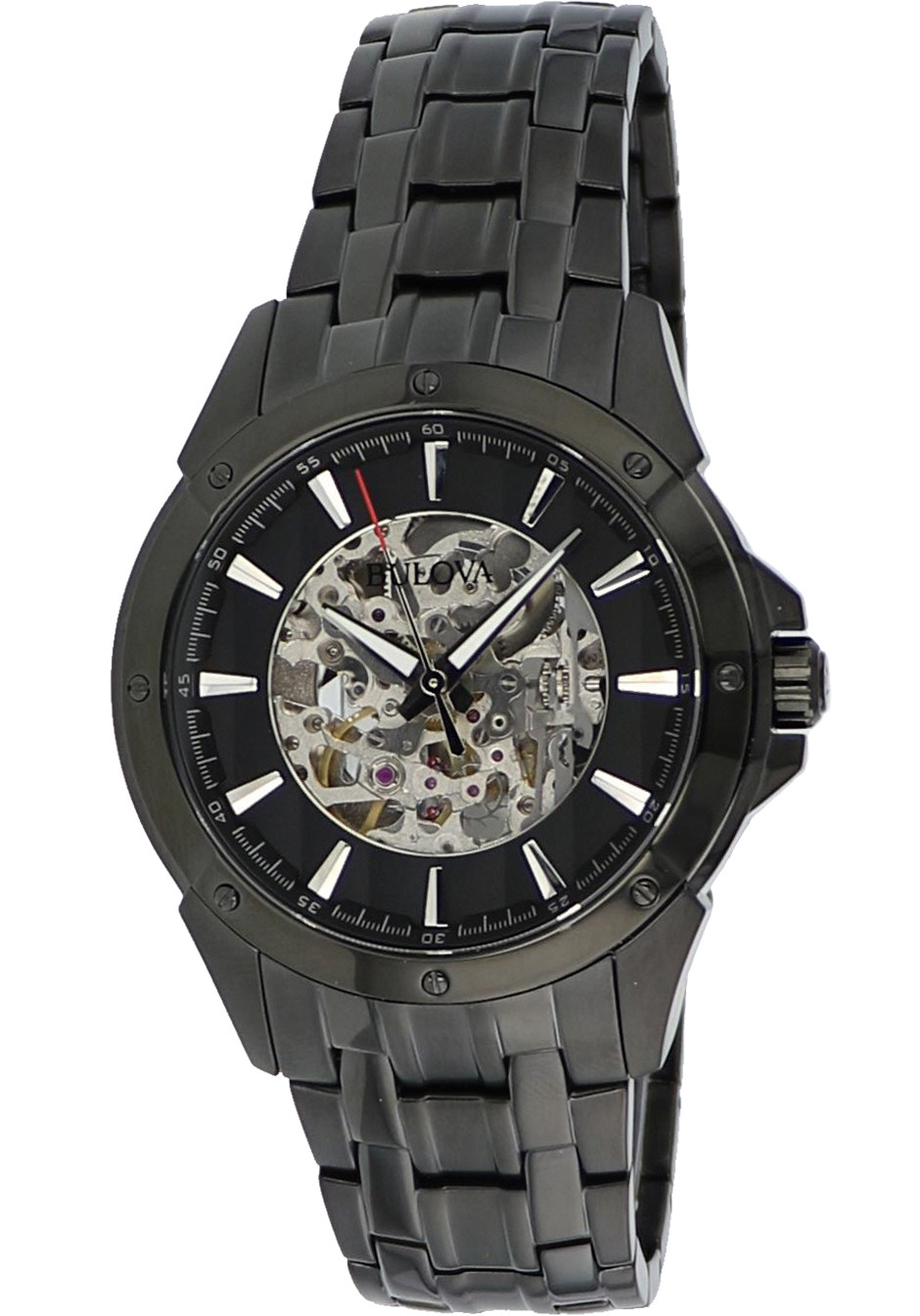 Bulova Men's Automatic Skeleton Dial Black Bracelet 43mm Watch 98A147 eBay