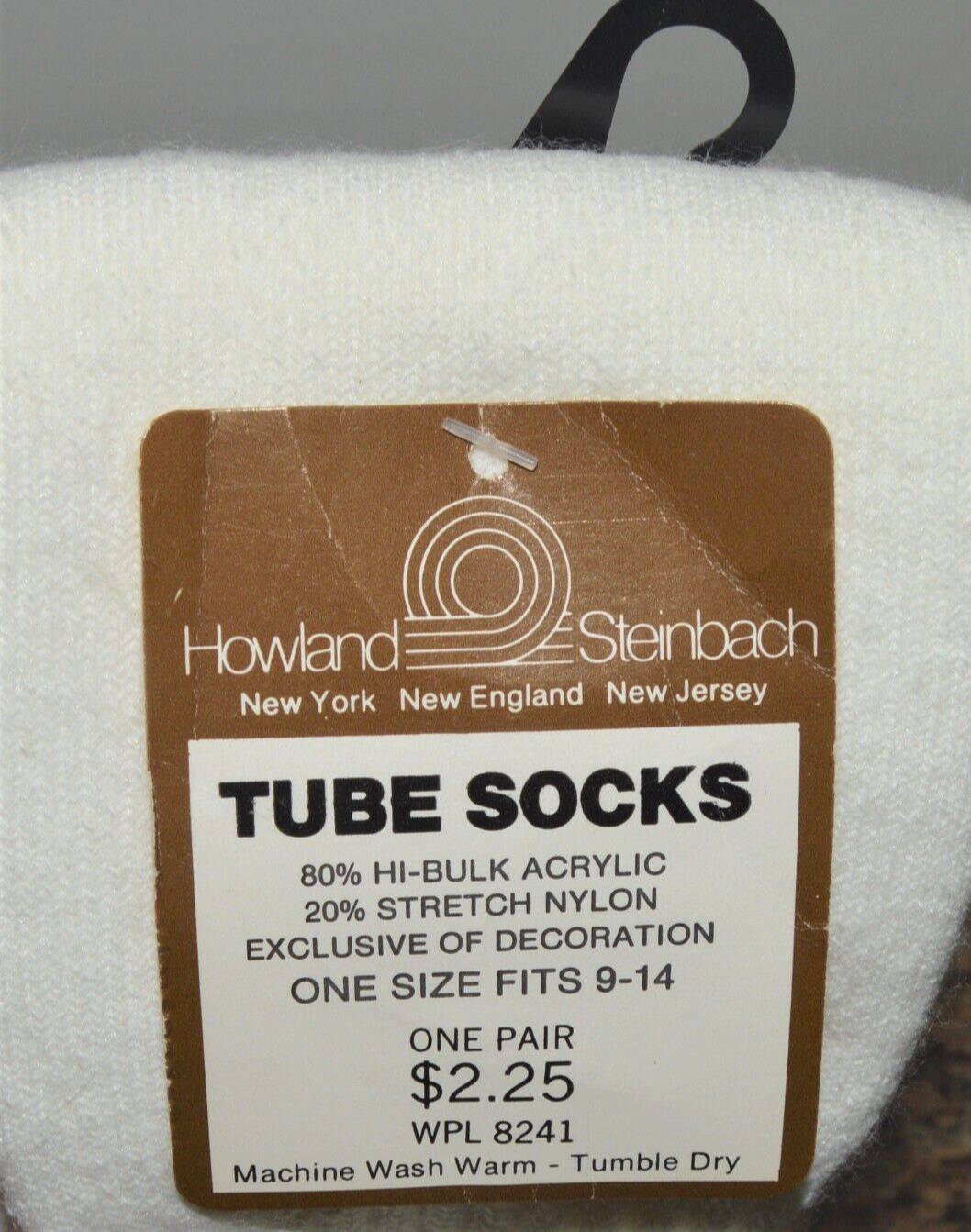 NEW VINTAGE Howland Steinbach 1 pair white TUBE SOCKS Men's Fits Shoes 9-14