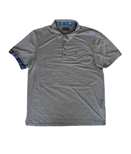 William Murray Polo Shirt Heather Gray Plaid Golf Golfing Men’s Size Large