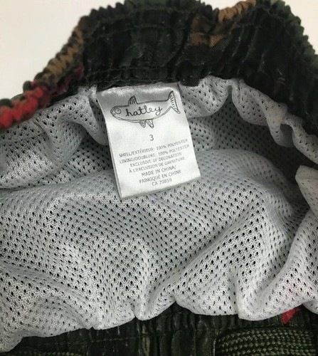 Hatley Boys Swim Trunks Size 3 Camping Fishing Bear Moose Campground Woods Green