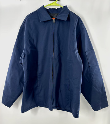 Men's Navy Blue RED KAP Quilted Lightweight Shop Jacket - Size LG, JT50NV