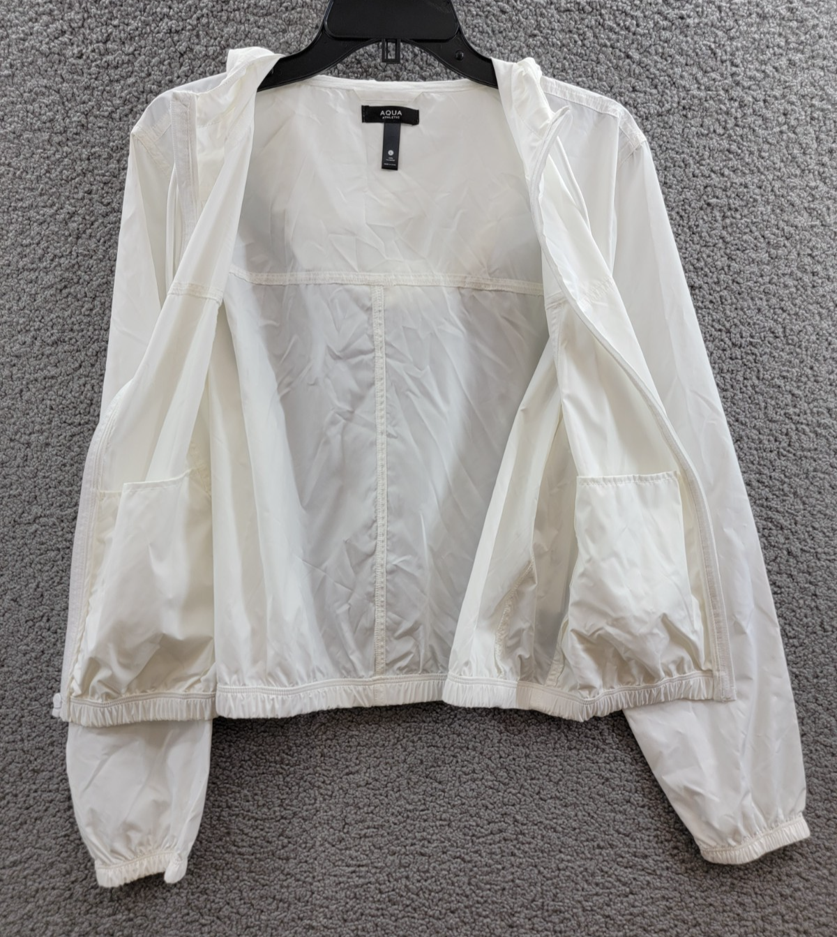 AQUA Athletic Cropped Windbreaker Jacket Women's Large White Front Zip Closure - Picture 10 of 19