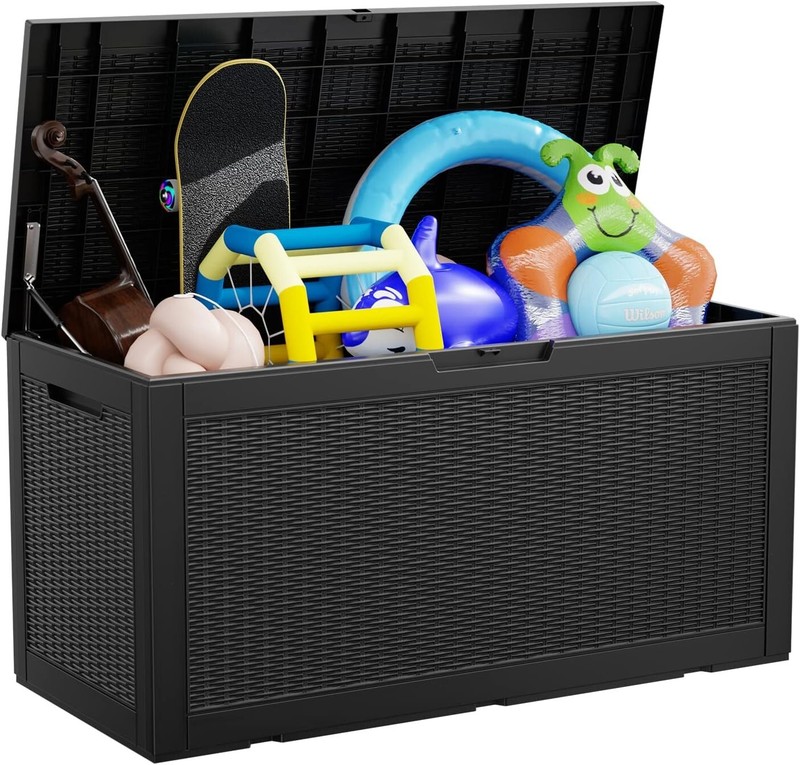 100 Gallon Waterproof Outdoor Storage Box Resin Deck Box Patio