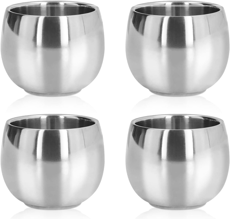 4PCS Stainless Steel Coffee Cup, Reusable Coffee Mugs Camping Cup Double Walled