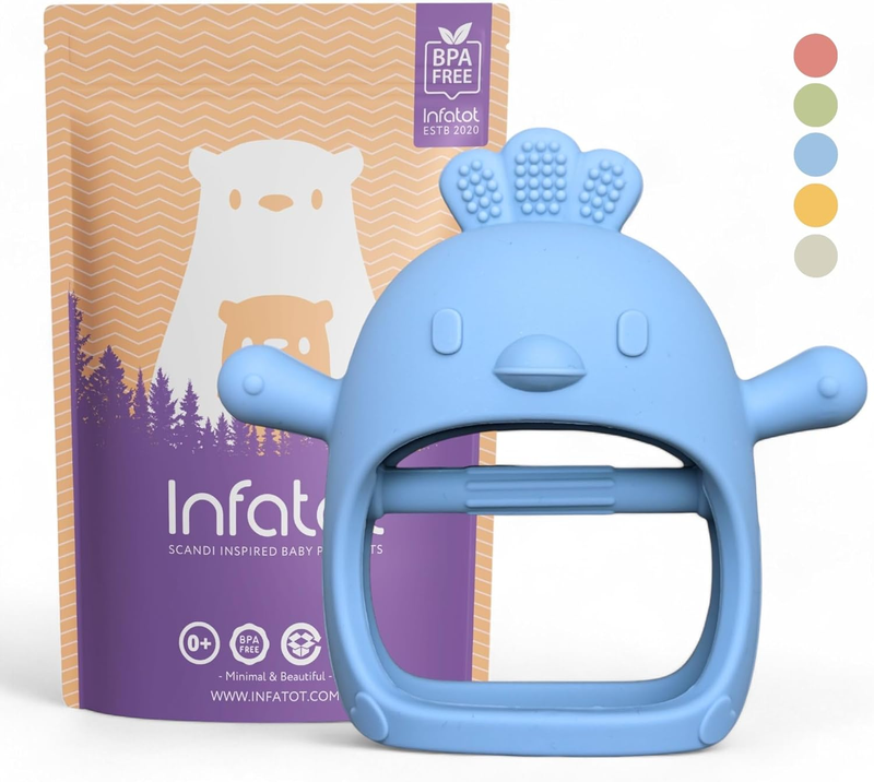Infatot® Teething Toys for Baby Gifts – Chicken Silicone Mitten Teether,Soothing