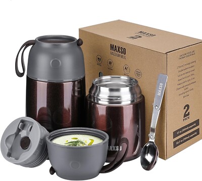 LOGEEYAR Thermobehälter für Essen Set 500ml+700ml Edelstahl Warmhaltebebehälter