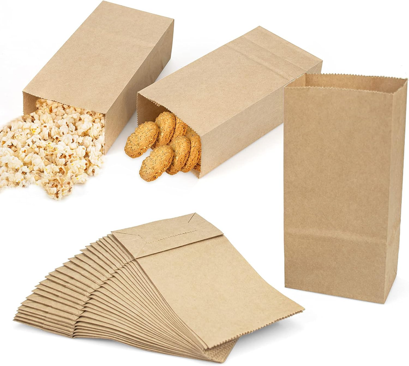 300 Pack Mini Kraft Paper Bags 3.5 x 2 x 6.7 inch Durable Brown Paper Snack Bag