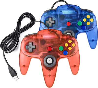 2 Pack - USB Controller for Nintendo N64 - Windows/Mac/Linux - Blue & Orange