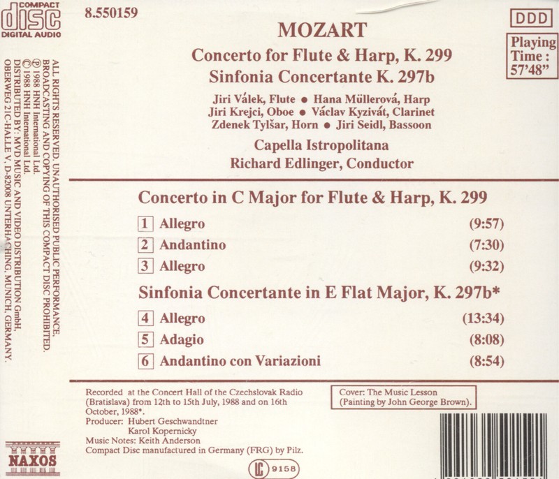 【中古】 Mozart:Flute & Harp Concert / Capella Istropolitana Mozart -Capella Istropolitana - Concerto for Flute,Harp