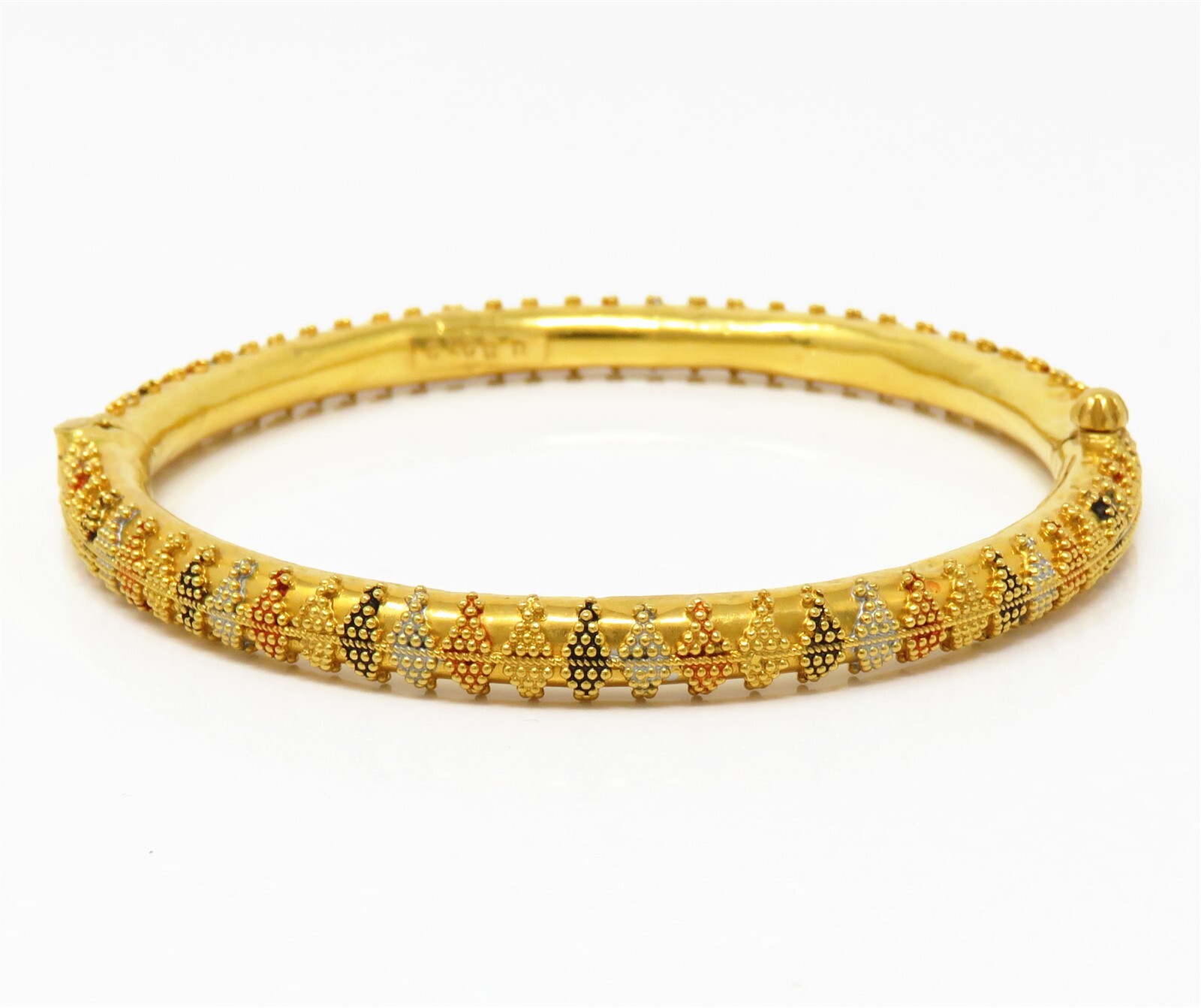 NYJEWEL 22k Yellow Gold East Indian 6mm Wide Bangle Bracelet Inner