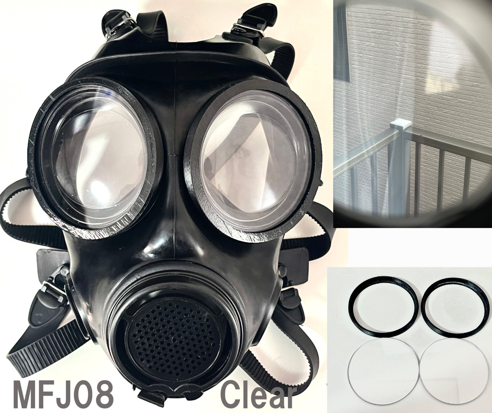 Outsert Clear Polycarbonate lenses for MFJ08 GasMask,Cosplay