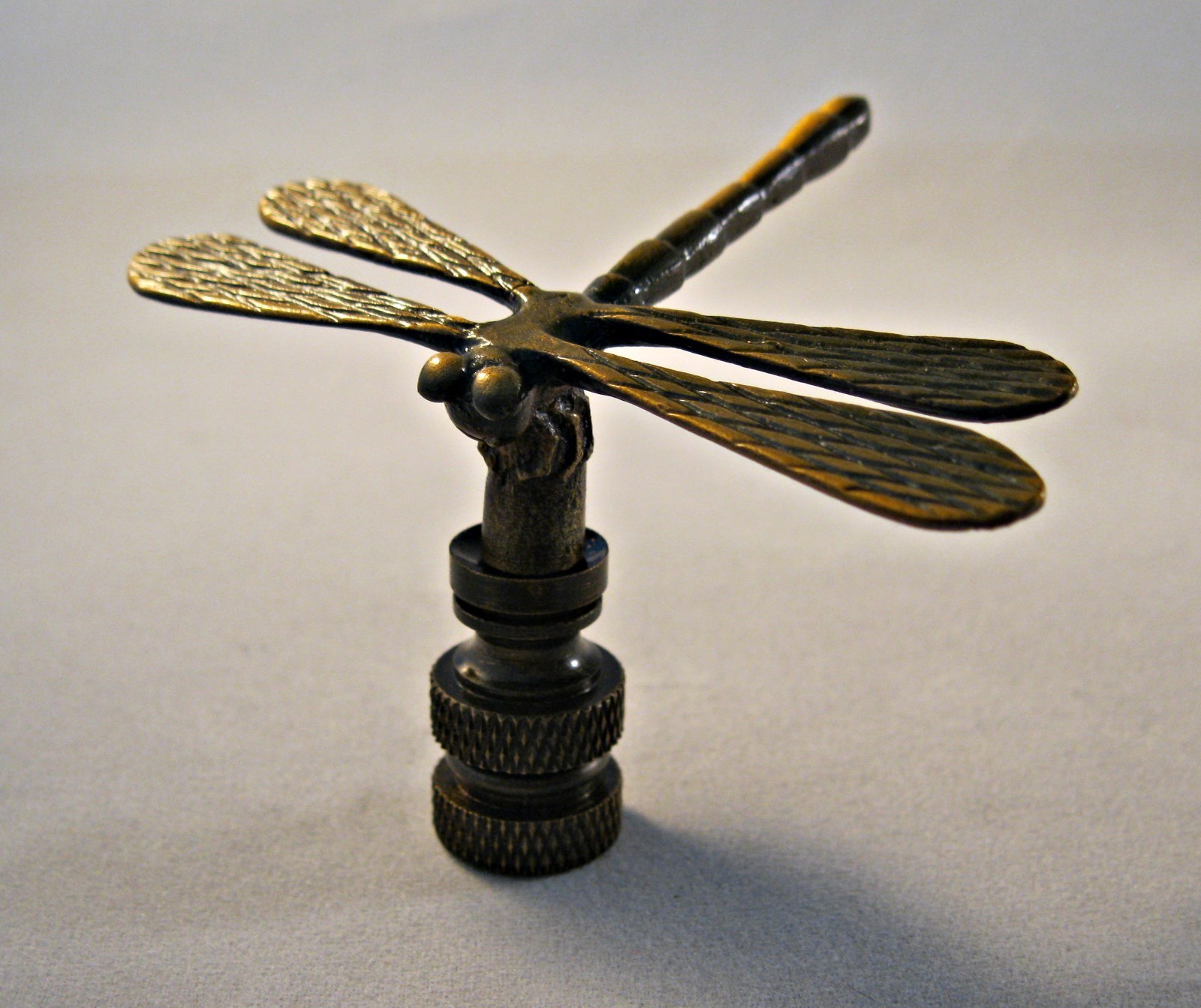 Lamp Finial-DRAGONFLY-Aged Brass Finish, Highly detailed metal casting