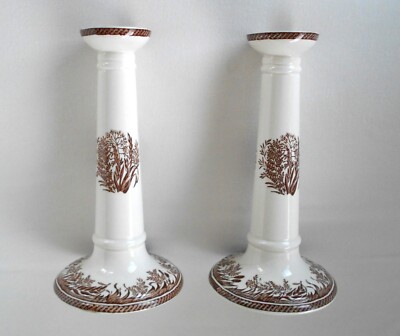 Vintage Pair Martha Stewart by  Mail Danish Fern Candle Holders Made in England