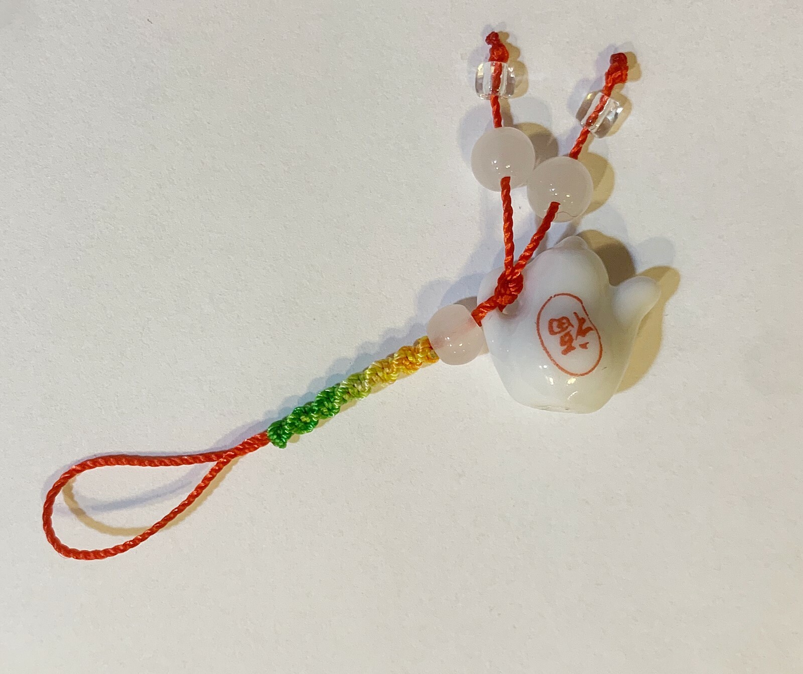 Red String Strap Charm for Cell Phone, Handfan, Hand Bag in design of mini Porce