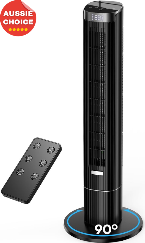 110CM Bladeless Tower Fan 4 Speeds 4 Modes Remote Control 90° Oscillating Quiet