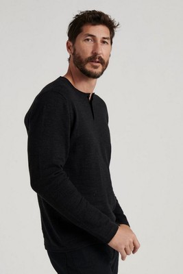 Lucky Brand Хенли с длинным рукавом, полусредний вес, Хизер Блэк, S