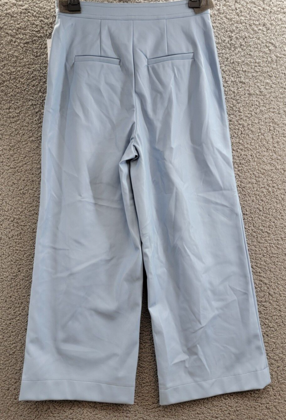Avec Les Filles Double Front-Zip Wide-Leg Faux-Leather Pants Womens 4 Slate Blue - Picture 11 of 17