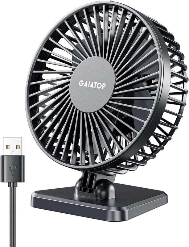 Gaiatop USB Fan, Small Powerful, Portable Quiet 3 Speeds Wind Personal Table Fan
