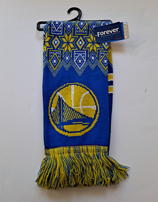 Golden State Warriors NBA Knit Scarf Double Sided Christmas Holiday Lodge Style