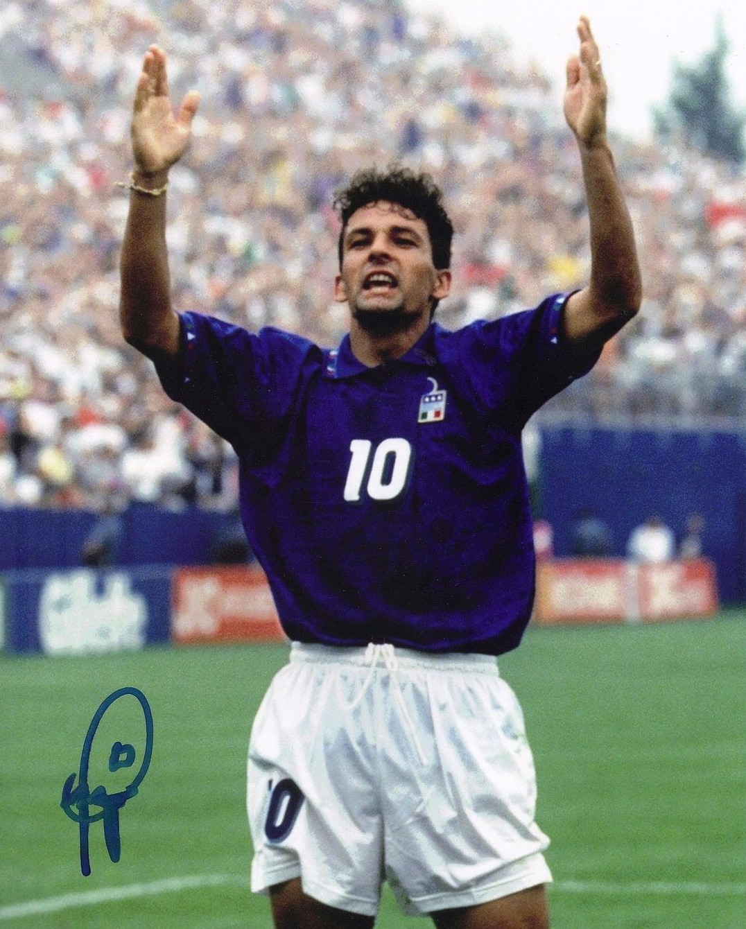 Roberto Baggio Signed 10X8 ITALIA 94 Genuine Signature AFTAL