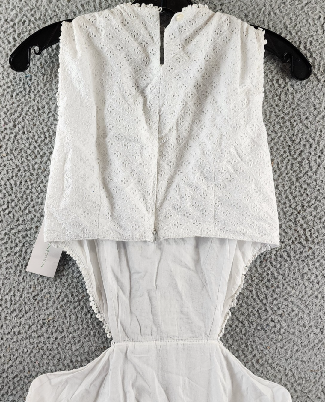 French Connection Esse Eyelet Cutout Sleeveless A-Line Dress Women 8 Linen White - Picture 14 of 14