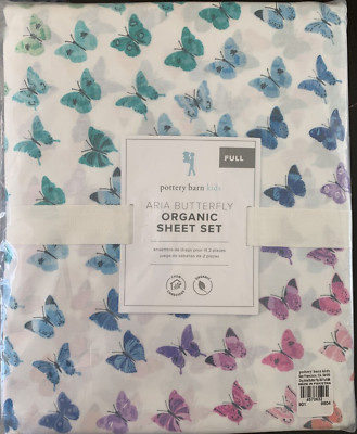 NWT Pottery Barn Kids Aria Butterfly  Rainbow Sheet set  FULL