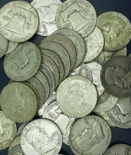 FRANKLIN HALF DOLLARS 90% SILVER CIRCULATED CHOOSE KOW MANY EACH LOT IS 1 COIN
