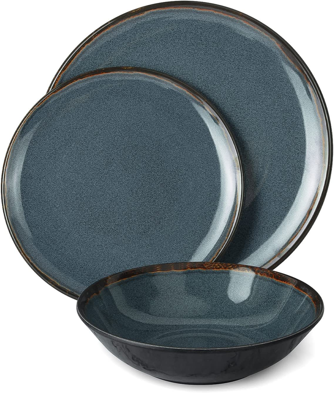 100% Melamine Dinnerware Sets 12 Piece Plate Bowl Set Dish Set for Outdoor & Ind