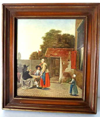 Giclee Dutch Courtyard Print by Pieter de Hooch Art Print 13 1/2''x12'' Framed 