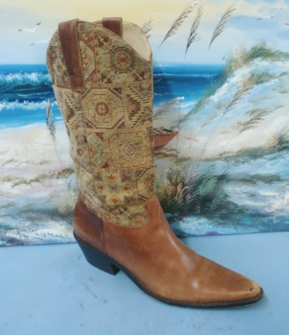 Купить VERO CUOIO Brown Leather Western Cowboy Dress Boot Made (Сапоги)  заказать с доставкой лот № 254418717621