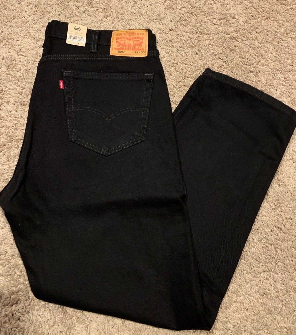Levi's 505 Jeans Regular Fit Straight Leg Black Men's 38X30 Levi's 505 Jeans Regular Fit Straight Leg Black Men's 38X30
