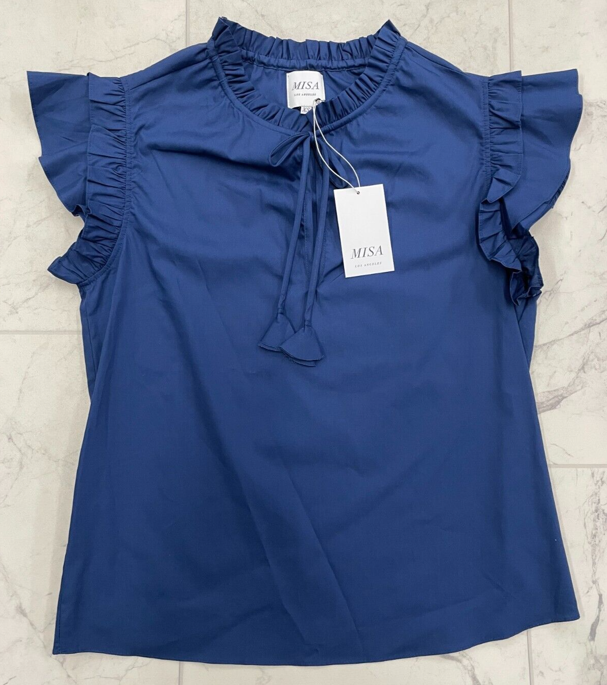 Pre-owned Misa $245  Los Angeles Basia Top In Indigo Blue Size: X-small
