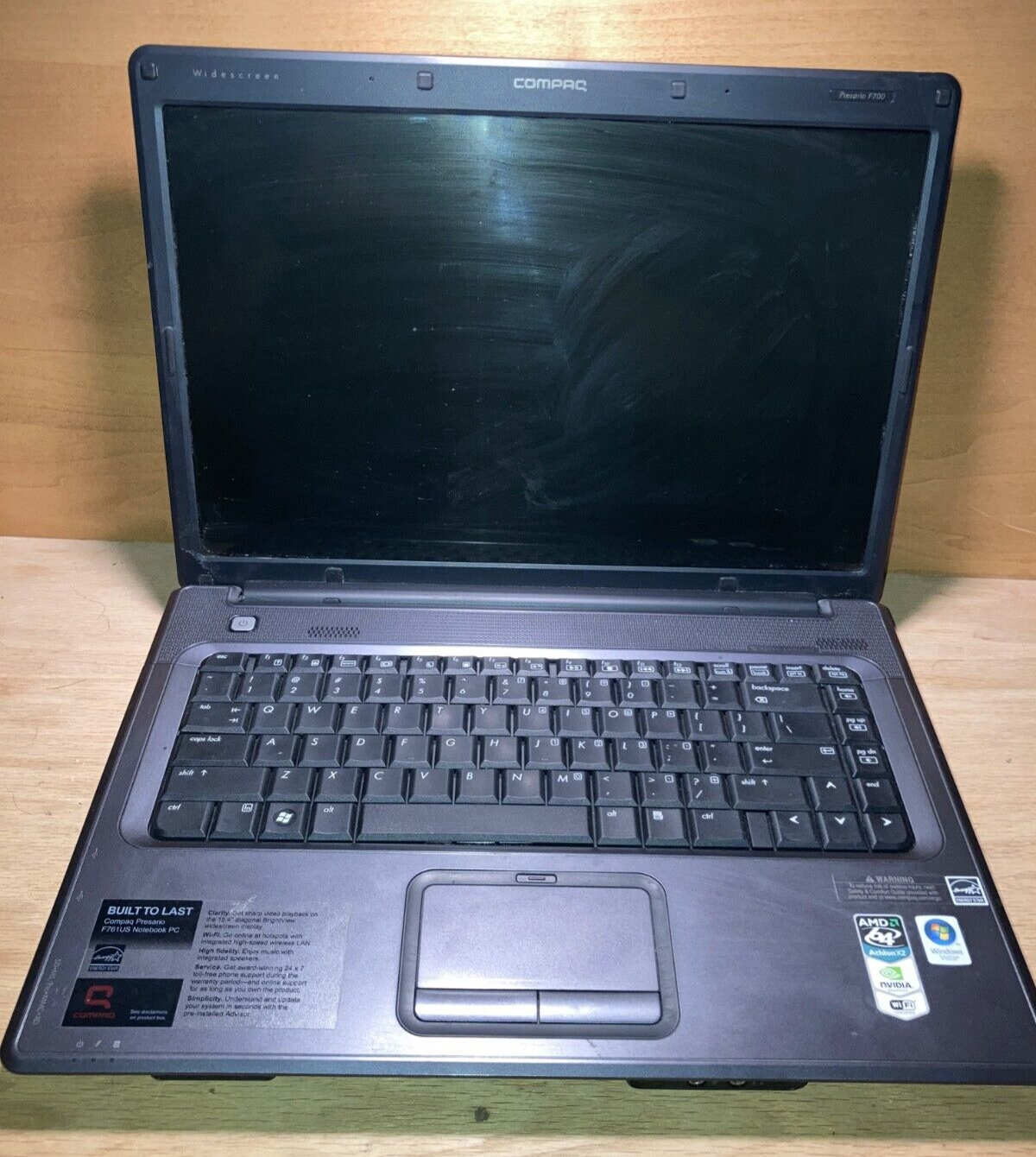 Compaq Presario F700 F761US Laptop NO RAM NO HD No CORD FOR