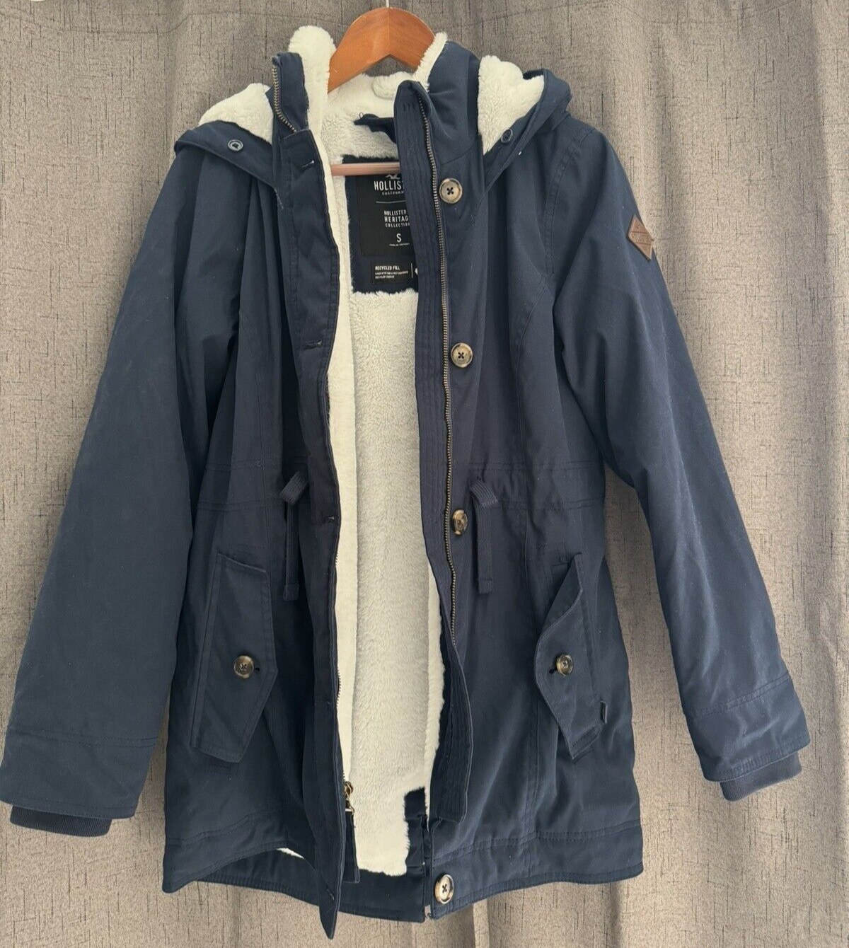 Hollister ネイビー コート Hollister Navy Blue Hooded Winter Coat Parka Womens Size S