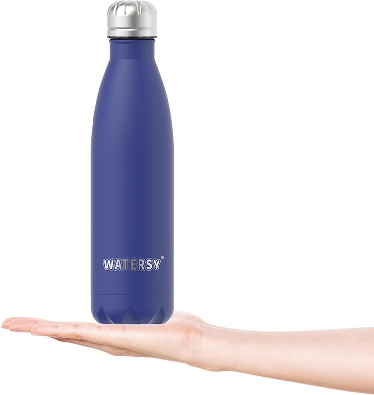 Stainless Steel Water Bottles,17Oz/500Ml Insulated Water Bottles,Deep Blue Metal