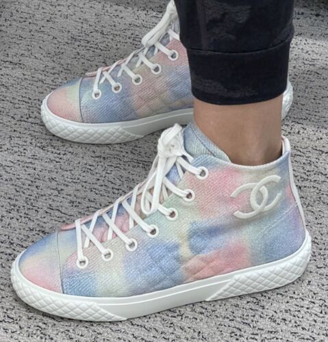 Chanel Printed Multicolor High Top Sneakers CC Logo | eBay Chanel Printed Multicolor High Top Sneakers CC Logo | eBay