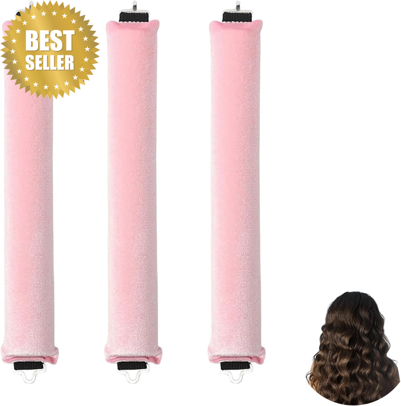 3Pcs Heatless Curlers, Foam Curler Set, Satin, Suitable for Long Hair Overnight