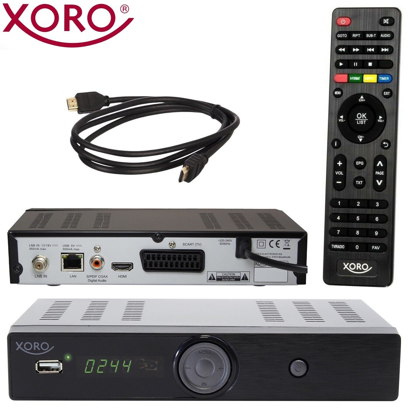 HD Sat Receiver Xoro HRS 8656 digital Satelliten Tuner mit USB HDMI LAN DVB-S2