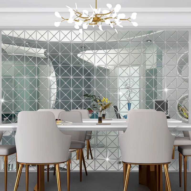 12/36/60/100pcs 3D Mirror Wall Stickers Acrylic Triangles Self-adhesive Square
