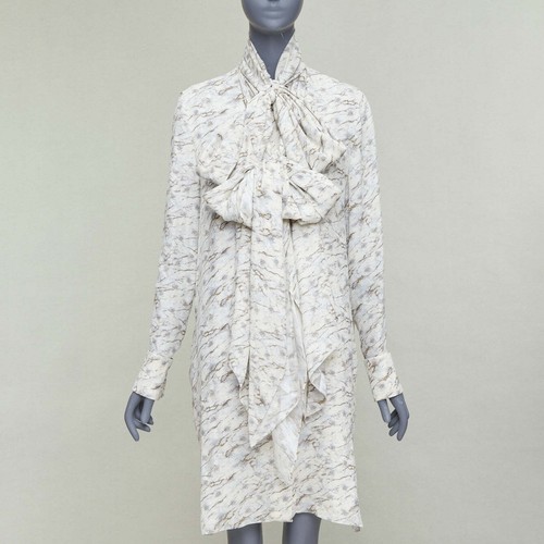 フェンディ  カーリグラフィー 刺繍　ワンピース　ドレス　42 FENDI FF Karligraphy off white monogram marble print midi