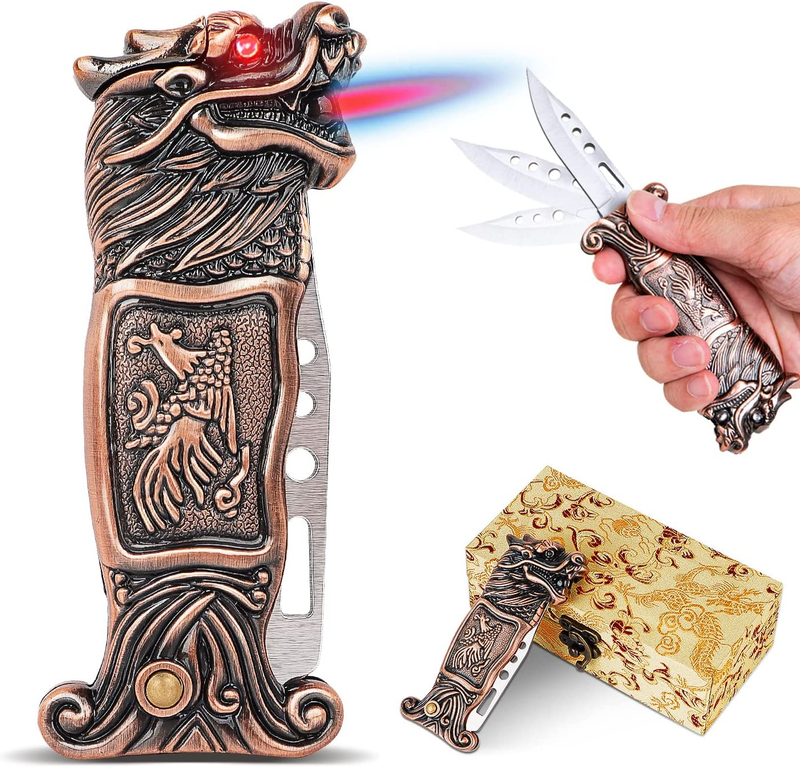 Jet Torch Lighter with One-Click Ejection Knife Windproof Metal Gifts Refillable