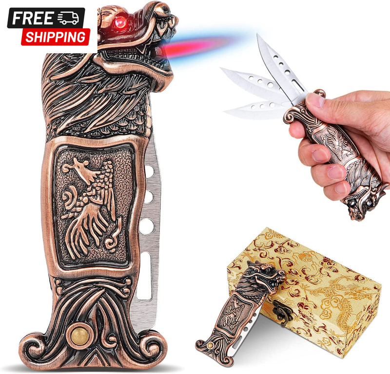 With One-click Ejection Knife Windproof Metal Gifts Refillab