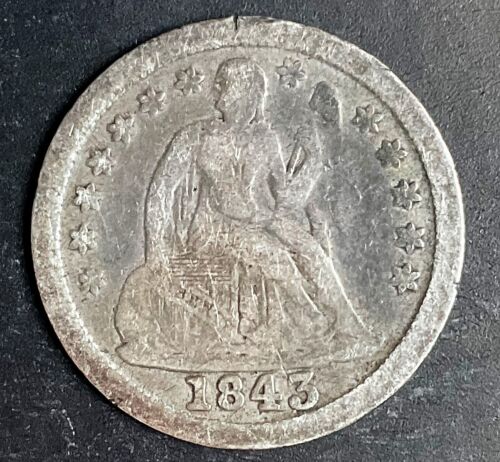 1843 Seated Liberty Dime 10c rare old silver collection great coin j055