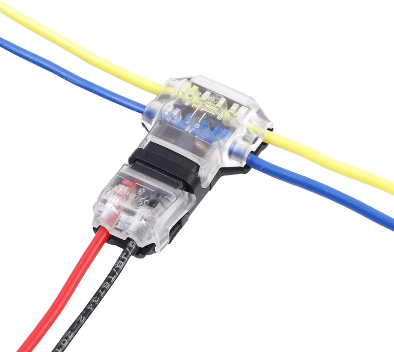 T Tap Wire Connectors for 14-18 AWG, No Stripping 3 Way 2 Pin, Solderless Splice