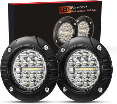Flush Mount LED Light Pods 5 Inch LED Work Light Bar Pair 48W Driving Bumper New