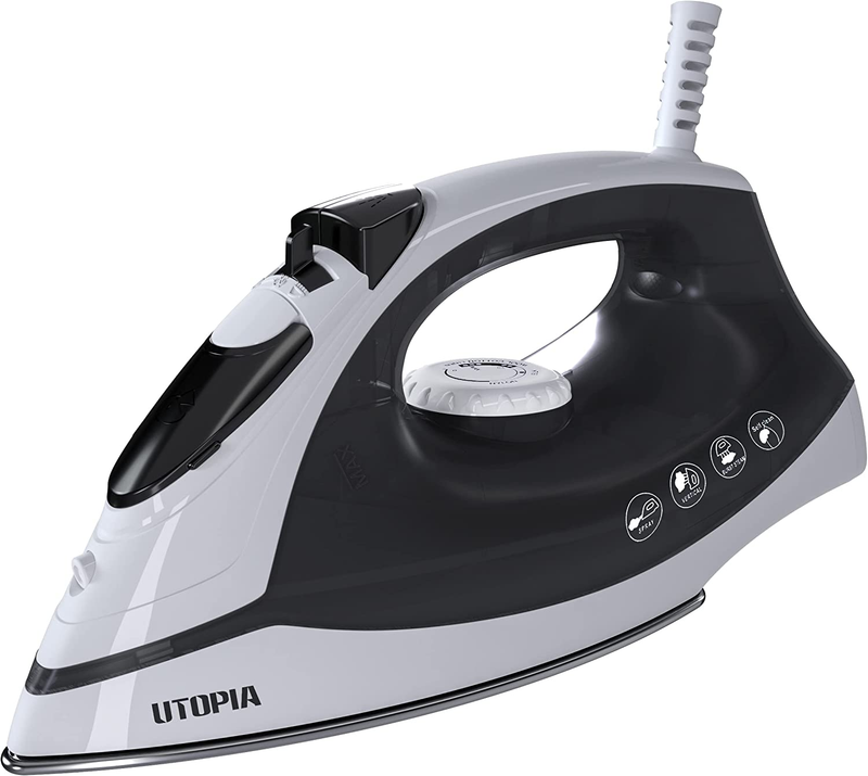 Steam Iron for Clothes with Non Stick Soleplate Adjustable Thermostat Control