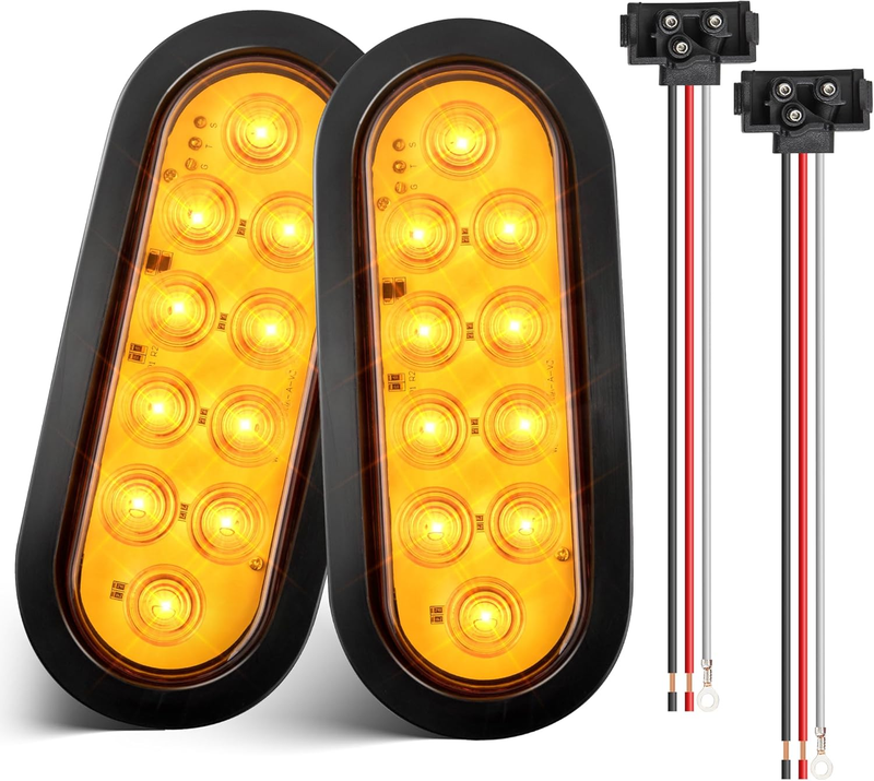 Luces led ovaladas de 6 pulgadas para remolque color ambar paquete de 2 luces