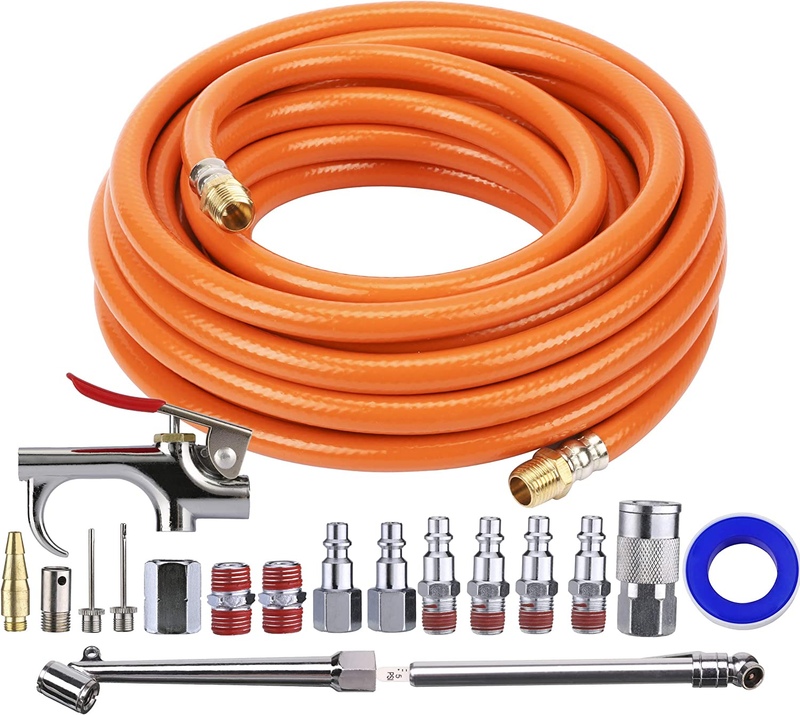 Kit, 3/8 Inch X 25 Ft Hose, 18 Pieces Air Tool Accessories, 