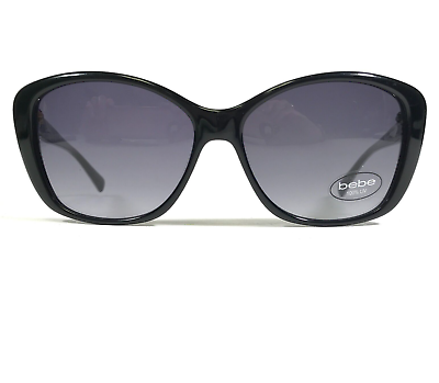 Bebe Sunglasses BB7141 MISS MISCHIEVOUS 001 JET Black Cat Eye w Purple Lenses